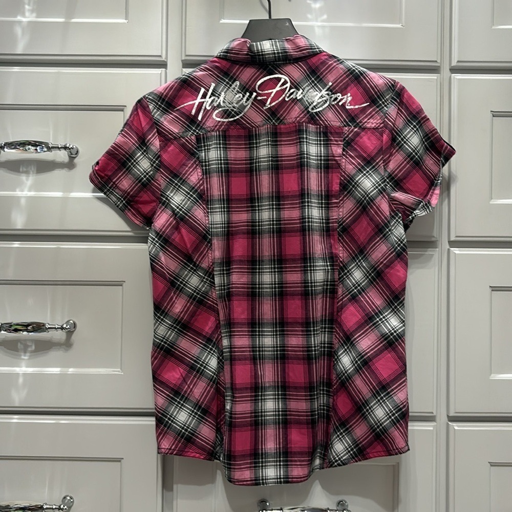Harley-Davidson Plaid shirt-sleeve Button-Down Shirt - Picture 2 of 2
